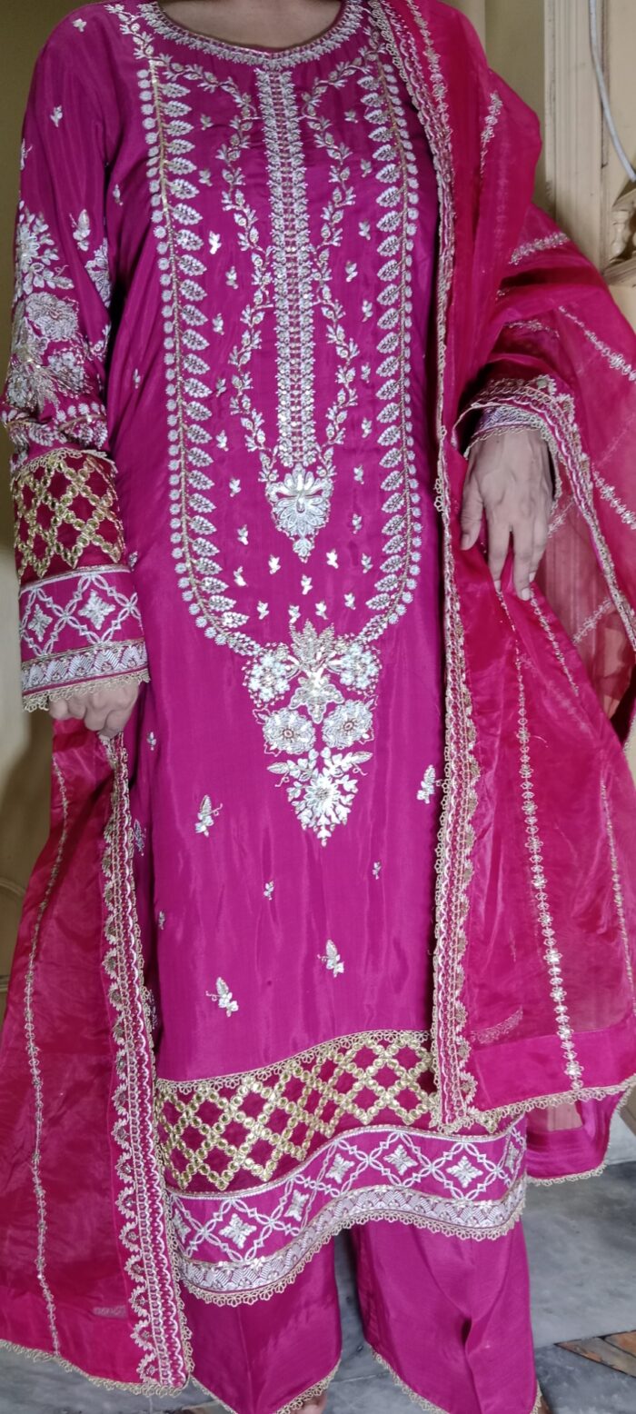 Elysia Raw Silk Pink Suit